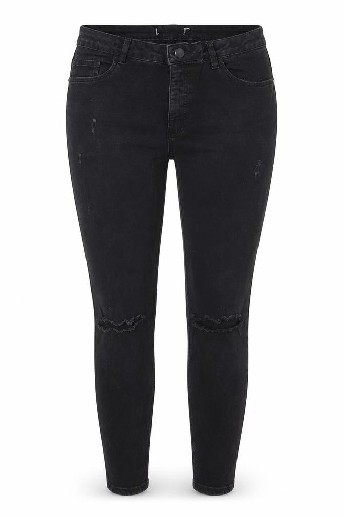 Preworn Womens Black  Cotton Skinny Jeans Size 34 in L28 in Regular Zip