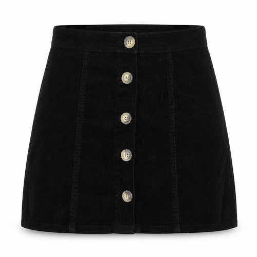 Denim & Co. Womens Black  Cotton A-Line Skirt Size 10   Button