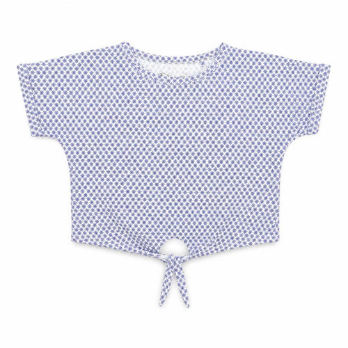 Hullabaloo Girls Blue Floral Cotton Basic T-Shirt Size 7-8 Years Crew Neck Pullover