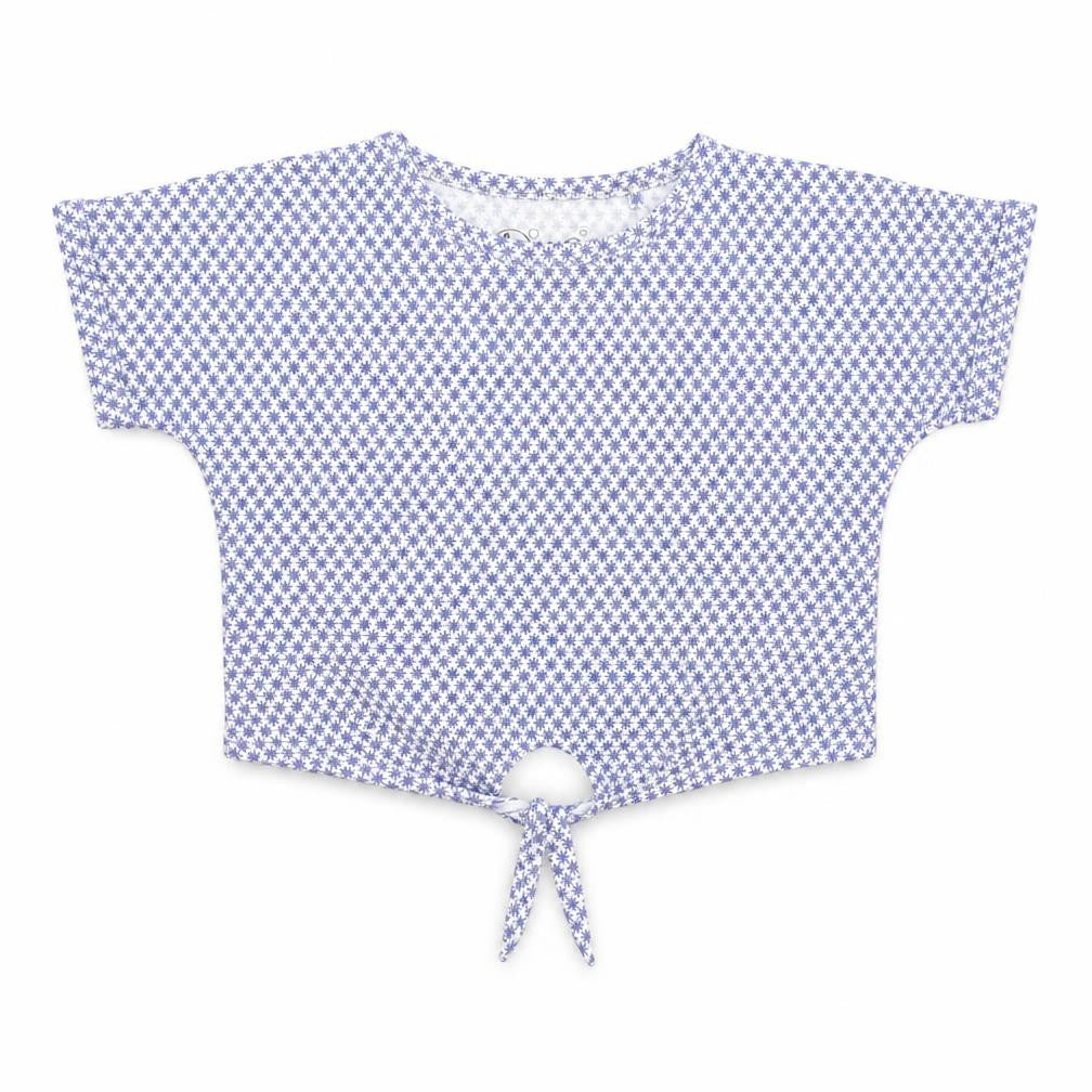 Hullabaloo Girls Blue Floral Cotton Basic T-Shirt Size 7-8 Years Crew Neck Pullover