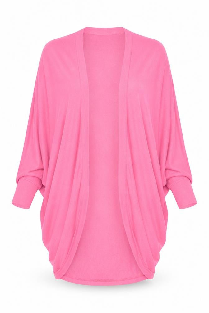 Front view of River Island women’s pink v-neck polyester cardigan jumper, size UK 6