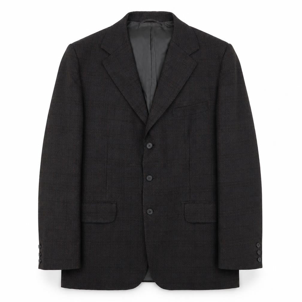 Front view of Trent men’s grey check wool jacket suit jacket, size 40