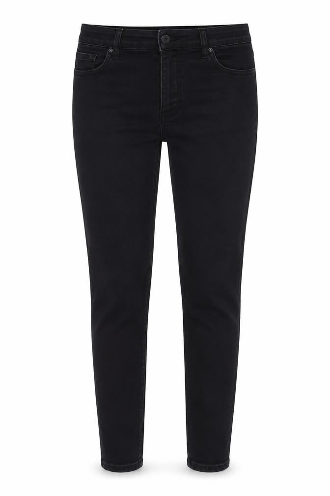 Denim & Co. Womens Black  Cotton Straight Jeans Size 12 L22 in Regular Zip