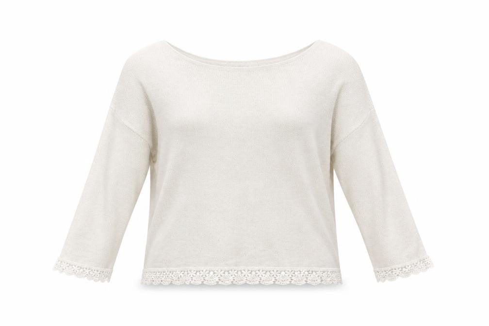 Front view of Blue Vanilla women’s white scoop neck polyester jumper, size S