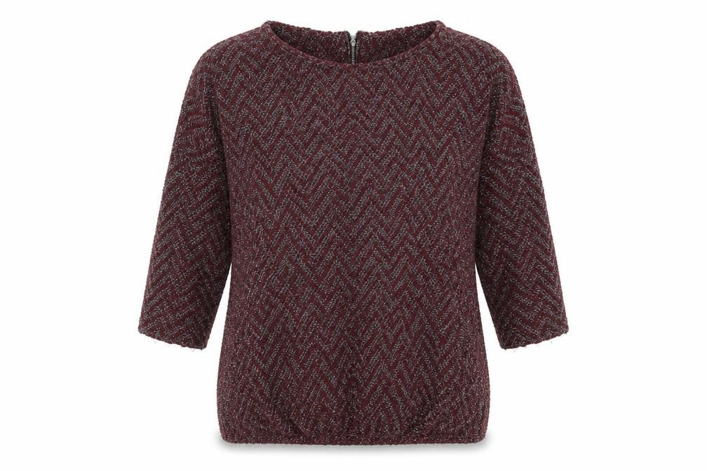 Front view of Next women’s red round neck acrylic jumper, size UK 14