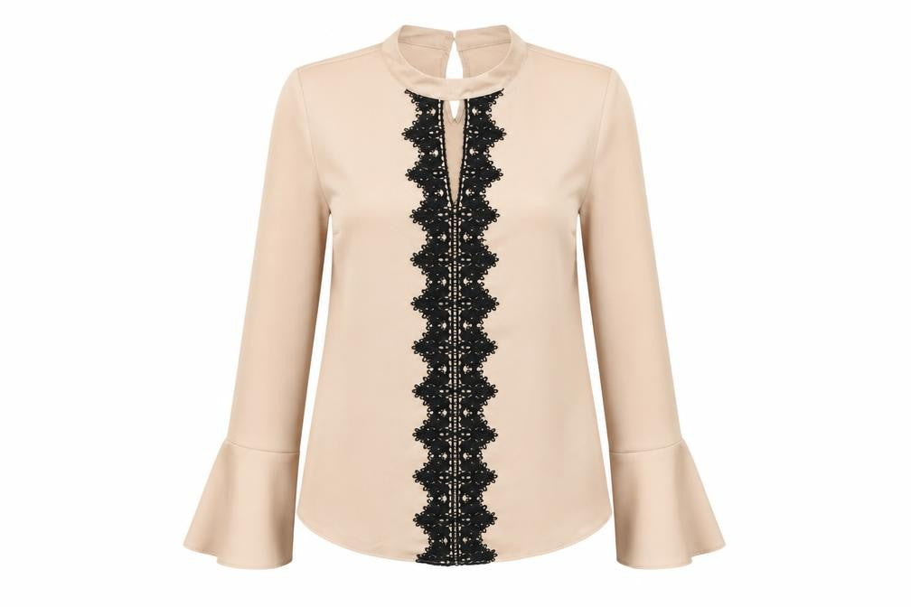 Primark Womens Beige  Polyester Basic Blouse Size 6 High Neck