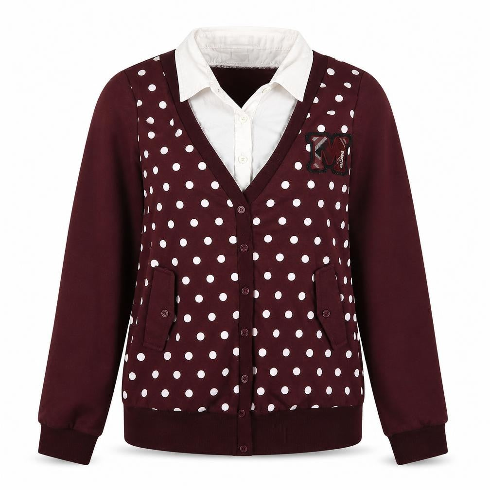 Front view of MA.TSU Mi women’s purple plaid polyester pullover sweatshirt, size S, pullover