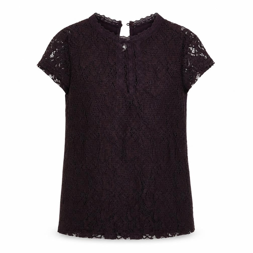 Dorothy Perkins Womens Purple Floral Polyester Basic T-Shirt Size 12 Round Neck