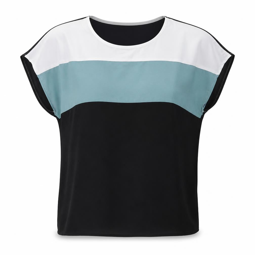 SHEIN Womens Multicoloured Colourblock Polyester Basic Blouse Size S Crew Neck