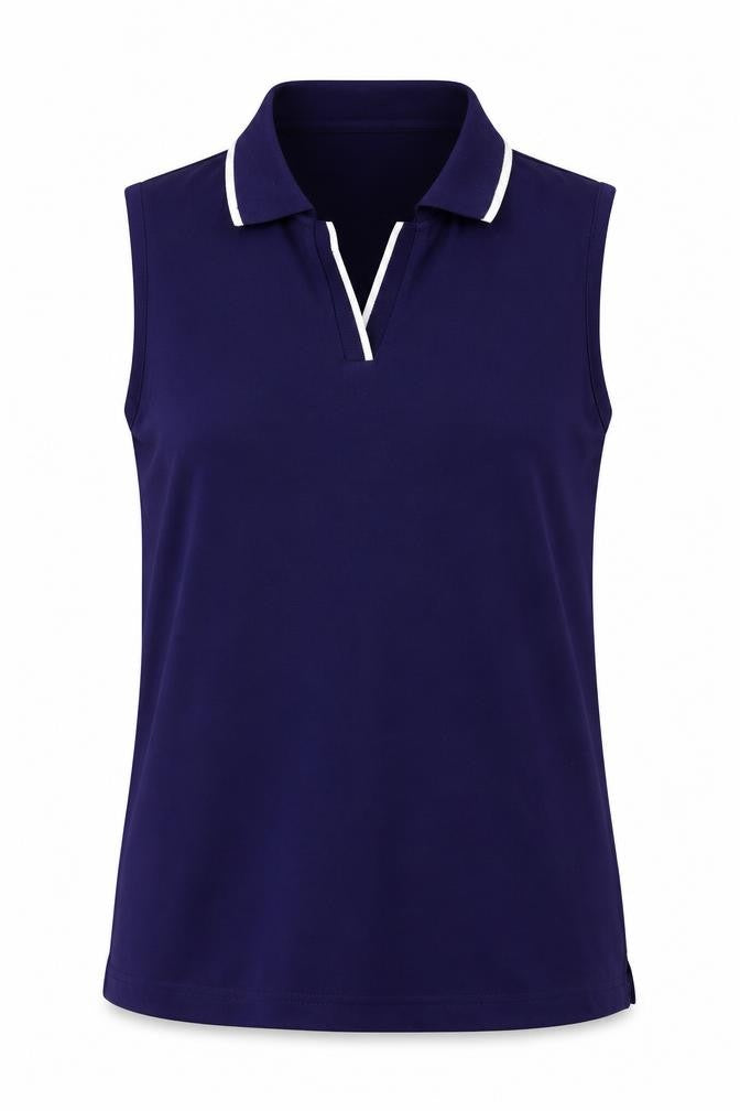 Front view of Bonmarché women’s blue polyester vest sweatshirt, size M, pullover