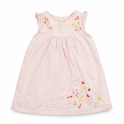 Mamas & Pappas Girls Pink Floral 100% Cotton Shirt Dress  Size 9-12 Months  Round Neck Button