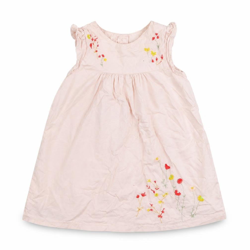 Mamas & Pappas Girls Pink Floral 100% Cotton Shirt Dress  Size 9-12 Months  Round Neck Button