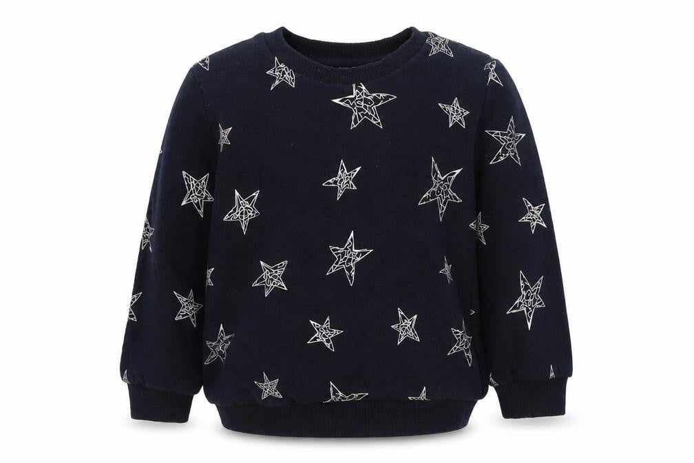 Front view of Primark boys’ blue cotton pullover sweatshirt, size 2-3, years
