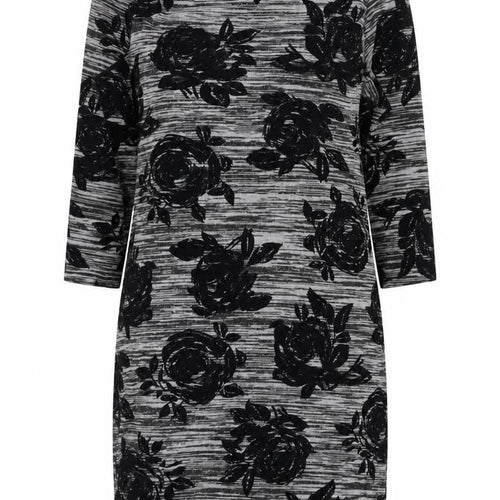 George Womens Grey Floral Polyester T-Shirt Dress  Size 8  Round Neck Pullover