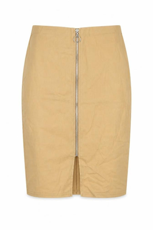 Front view of Atmosphere women’s brown cotton straight & pencil skirt, size UK 12, zip