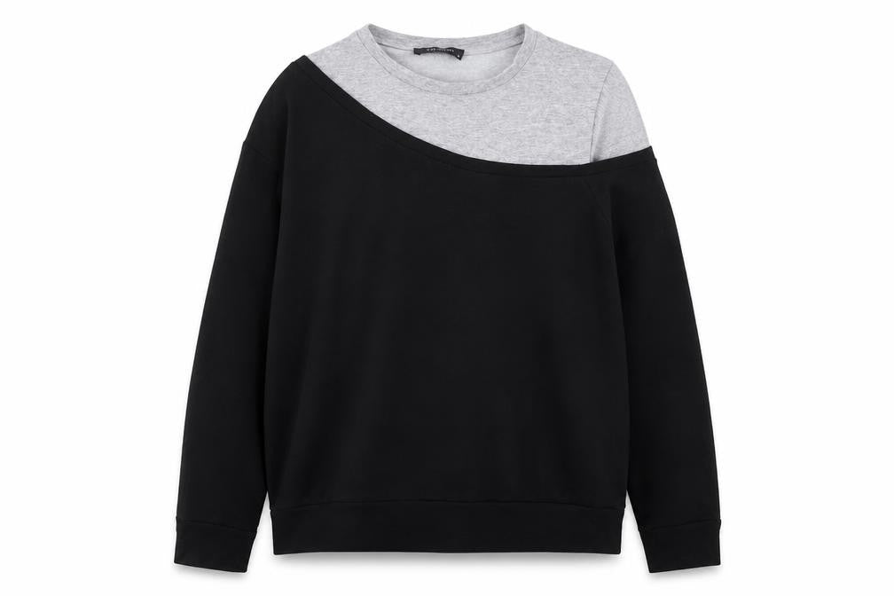 Front view of Trendyol women’s multicoloured colourblock cotton pullover sweatshirt, size S, pullover