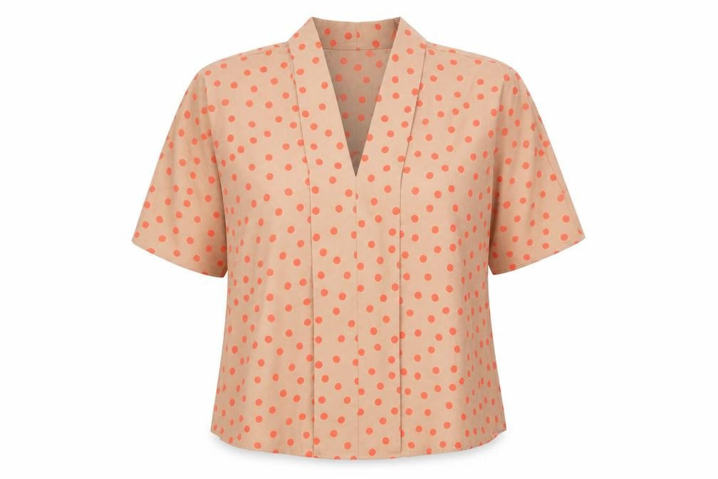 Gallery Womens Brown Polka Dot Polyester Basic Blouse Size 16 V-Neck