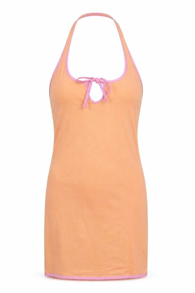 ASOS Womens Orange  Cotton Bodycon  Size 10  Round Neck Tie