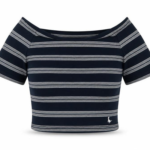 Jack Wills Womens Blue Striped Cotton Basic Blouse Size 10 Scoop Neck