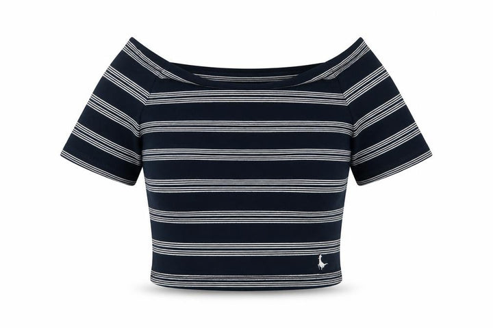 Jack Wills Womens Blue Striped Cotton Basic Blouse Size 10 Scoop Neck