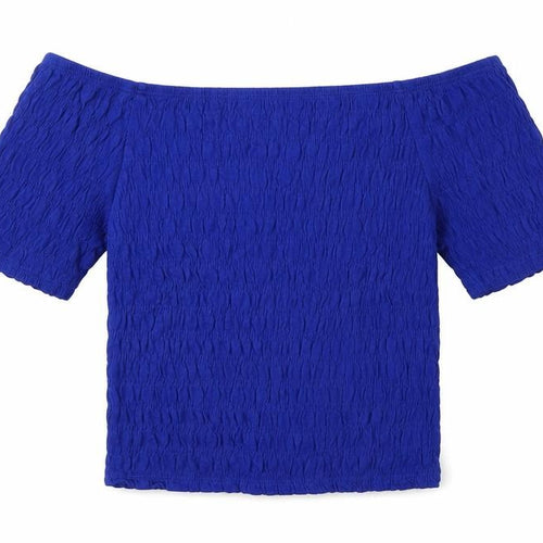 New Look Girls Blue  Cotton Cropped Casual Size 14-15 Years Scoop Neck