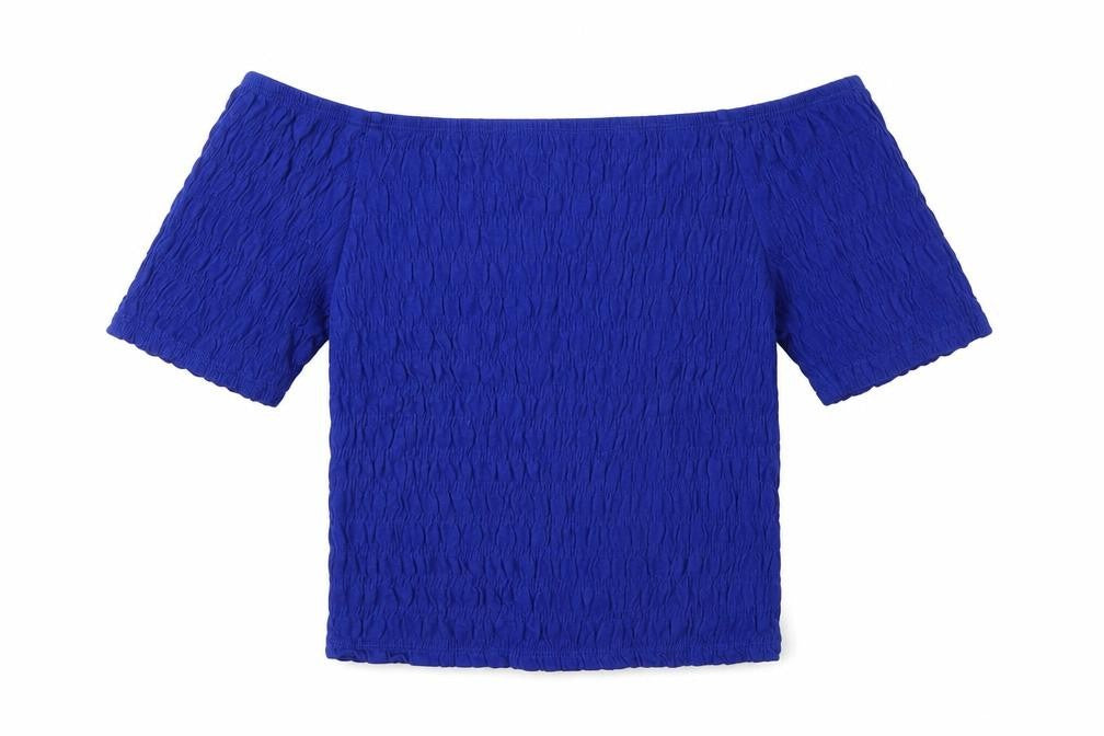 New Look Girls Blue  Cotton Cropped Casual Size 14-15 Years Scoop Neck