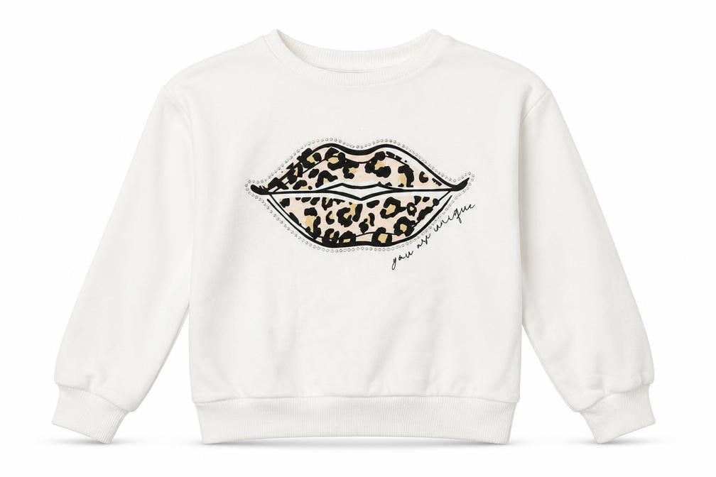 Front view of Matalan girls’ white polyester pullover sweatshirt, size 8, years