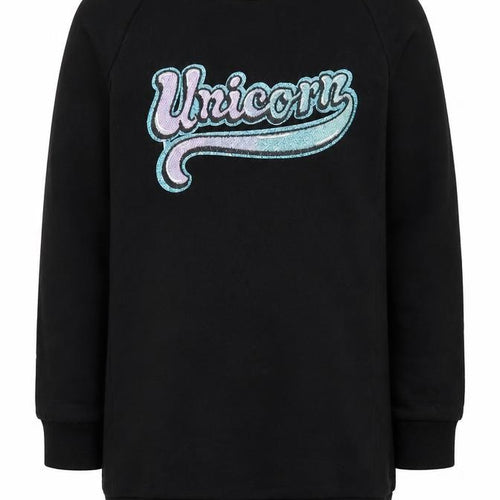 F&F Girls Black  Cotton Pullover Sweatshirt Size 7-8 Years  Pullover