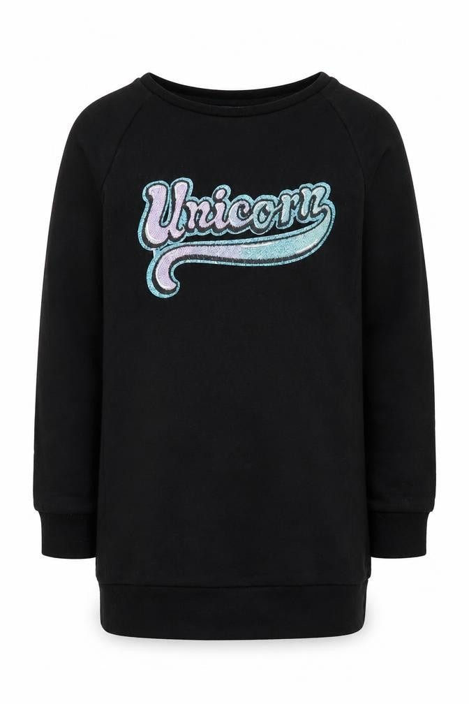 F&F Girls Black  Cotton Pullover Sweatshirt Size 7-8 Years  Pullover