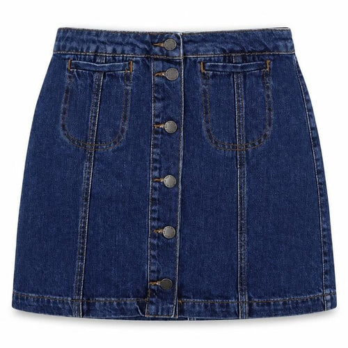 Topshop Womens Blue  Cotton A-Line Skirt Size 26 in   Button