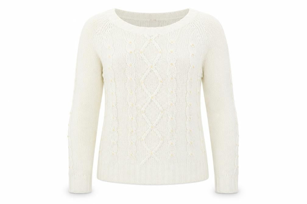 evie Womens White Boat Neck  Acrylic Pullover Jumper Size 10