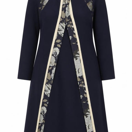 Bellenisa Womens Blue  Polyester A-Line  Size 14  Round Neck Zip - Floral Trim