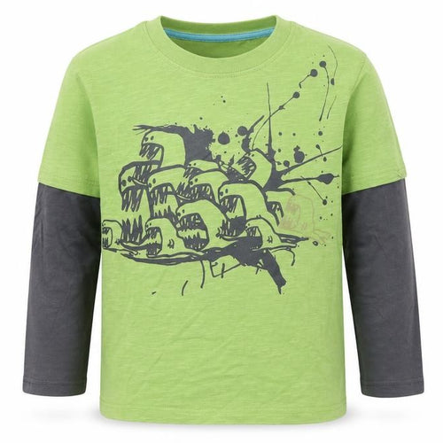 NEXT Boys Green Colourblock Cotton Pullover Casual Size 6 Years Round Neck Pullover - Piranha