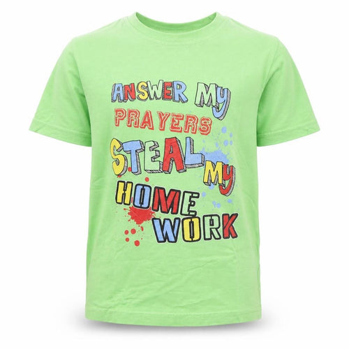 Cherokee Boys Green  Cotton Basic T-Shirt Size 5-6 Years Round Neck Pullover - Homework