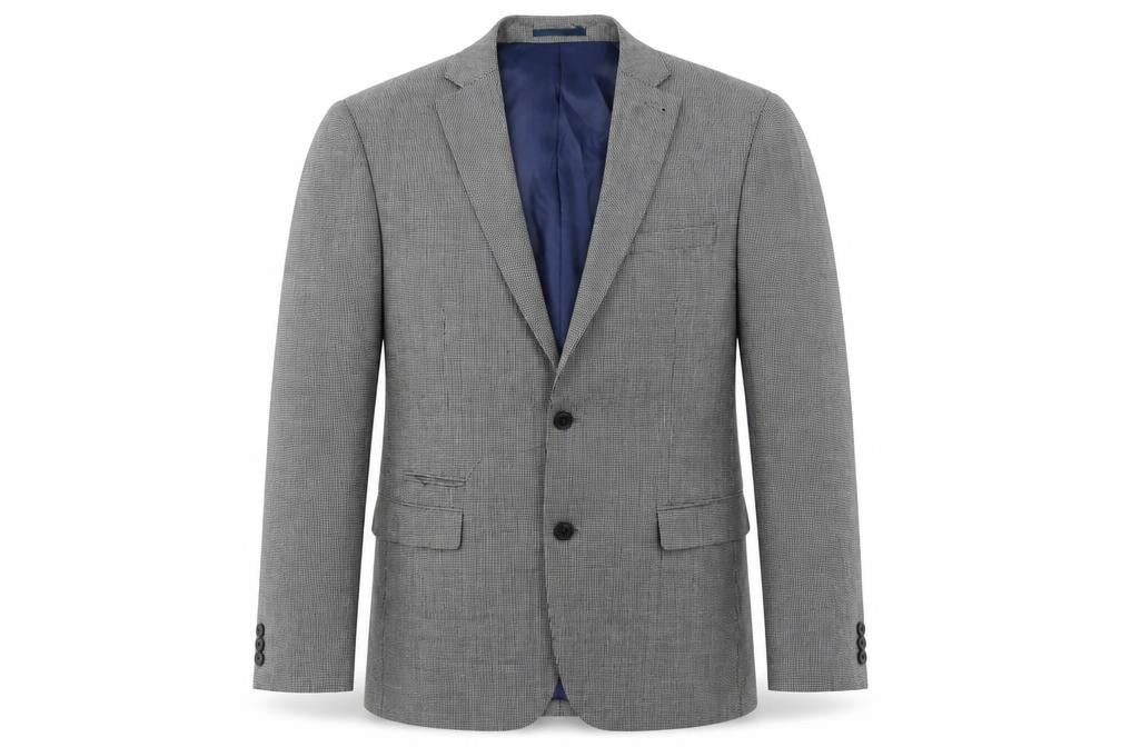 Front view of Next men’s black houndstooth wool jacket suit jacket, size M