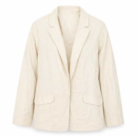 Front view of Primark women’s beige viscose jacket blazer, size UK 8, - open front