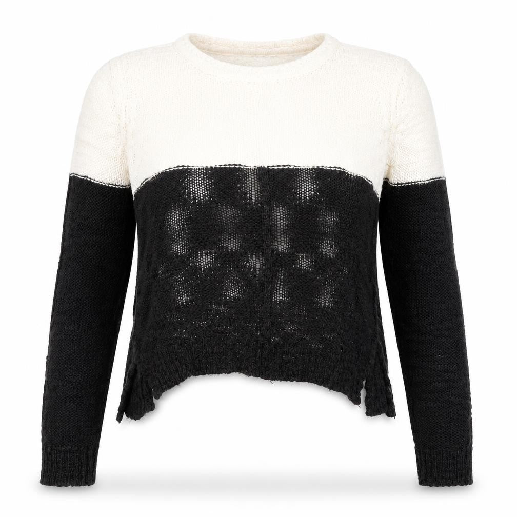 Jacky Mills Womens Black Round Neck  Acrylic Pullover Jumper Size M   - open back