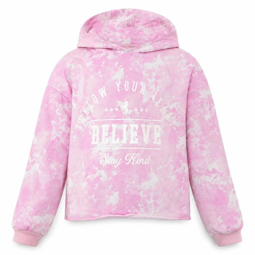 F&F Girls Pink Geometric Cotton Pullover Hoodie Size 9-10 Years  Pullover - Believe
