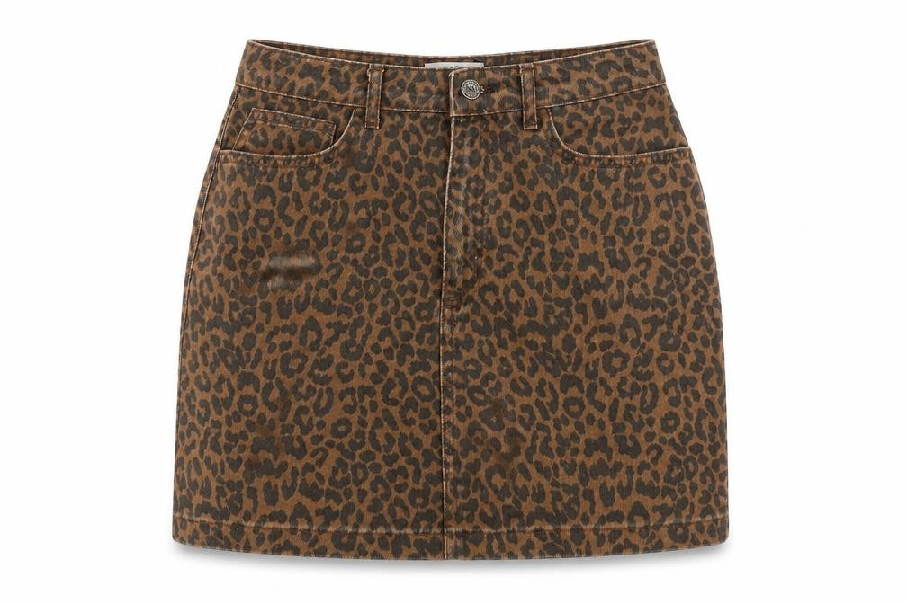 New Look Girls Brown Animal Print Cotton A-Line Skirt Size 14 Years  Regular Zip