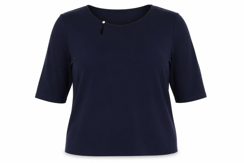 Elisa Castelli Womens Blue  Polyester Basic Blouse Size 20 Boat Neck