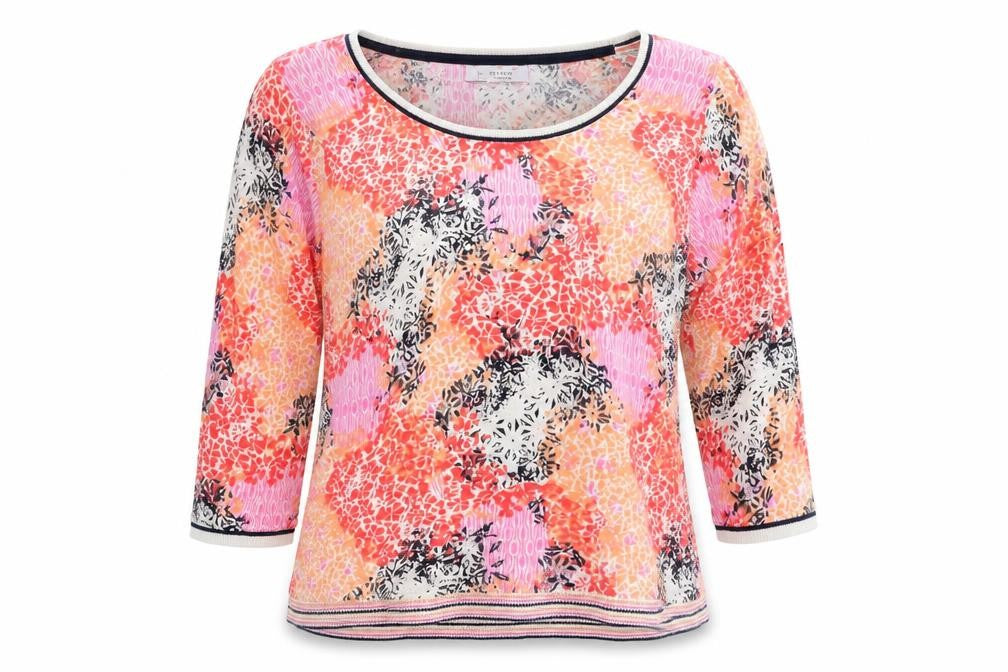 Marks and Spencer Womens Multicoloured Round Neck Floral Linen Pullover Jumper Size 18