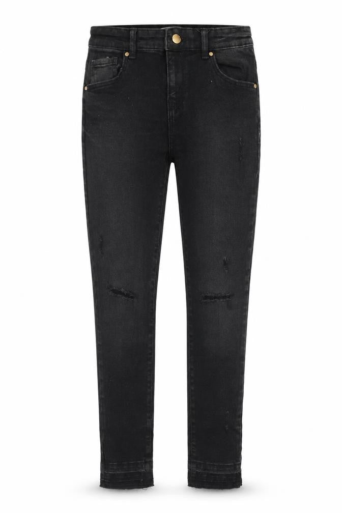 Denim Co Girls Black  Cotton Skinny Jeans Size 10-11 Years  Slim Zip - Ripped knees
