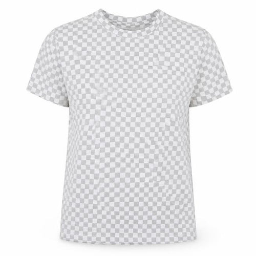 Primark Womens Grey Check 100% Cotton Jersey T-Shirt Size S Round Neck