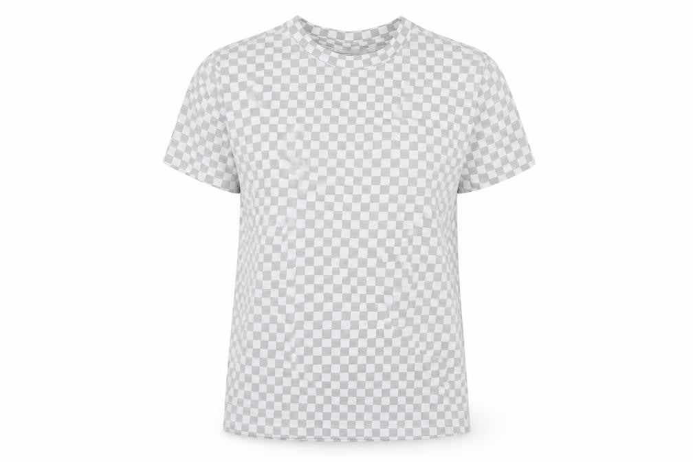 Primark Womens Grey Check 100% Cotton Jersey T-Shirt Size S Round Neck