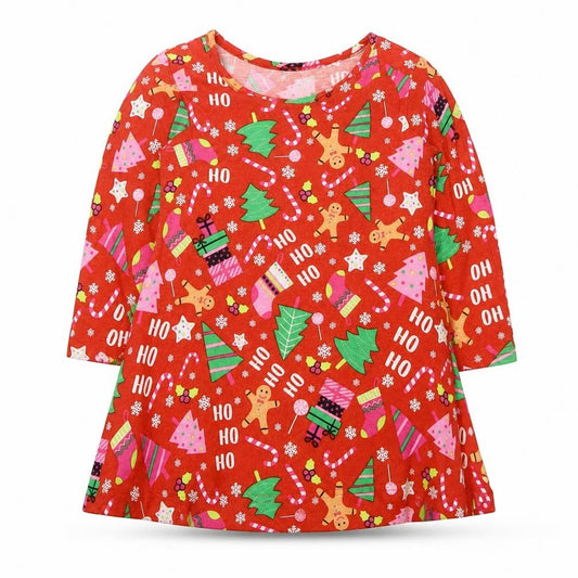 Front view of Studio Baby Red Viscose A-Line, size 12-18, Months Round Neck Pullover - Christmas