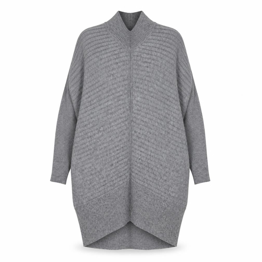 Front view of River Island women’s grey viscose jumper dress, size S, halter pullover