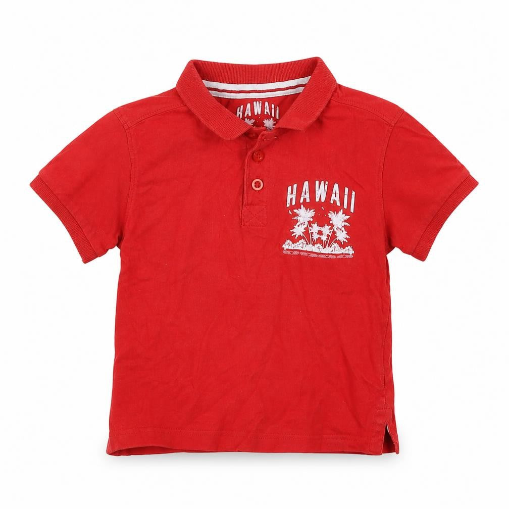 Front view of Rebel boys’ red cotton basic polo, size 2-3, years collared - hawii