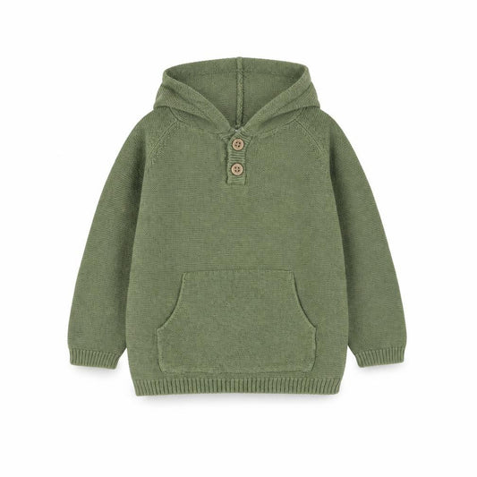 Front view of F&F boys’ green cotton jumper, size 6-9, months pullover