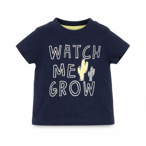 F&F Boys Blue  Cotton Basic T-Shirt Size 0-3 Months Round Neck Pullover - Watch me grow