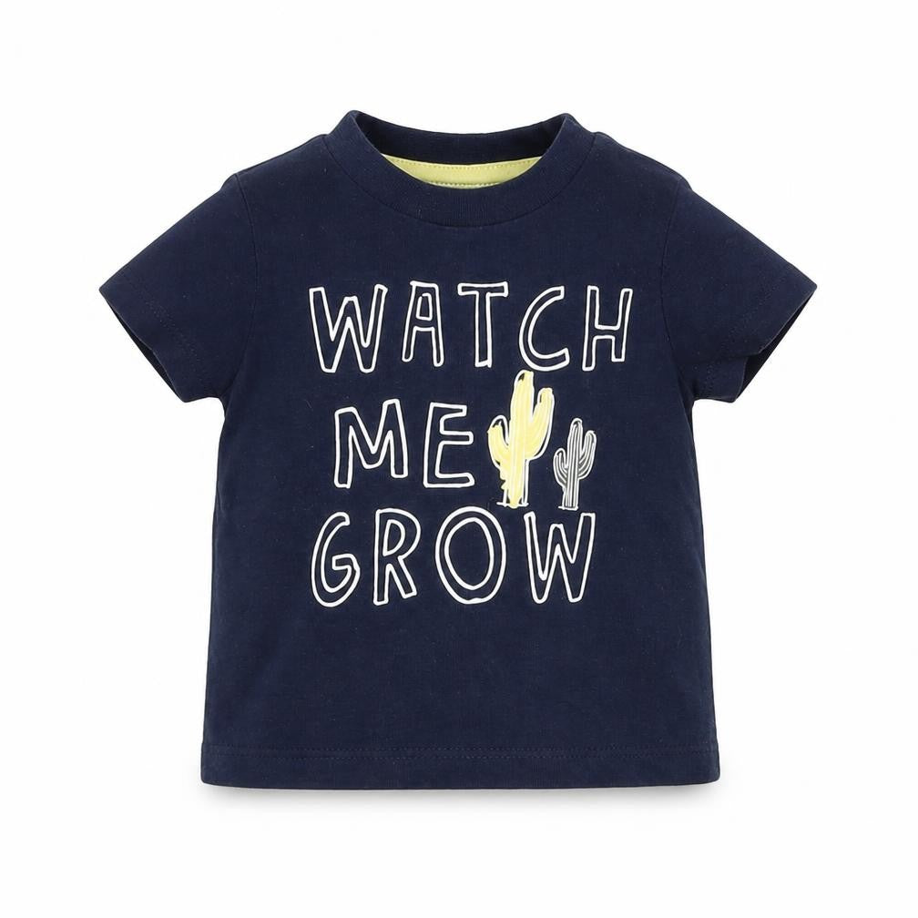 F&F Boys Blue  Cotton Basic T-Shirt Size 0-3 Months Round Neck Pullover - Watch me grow